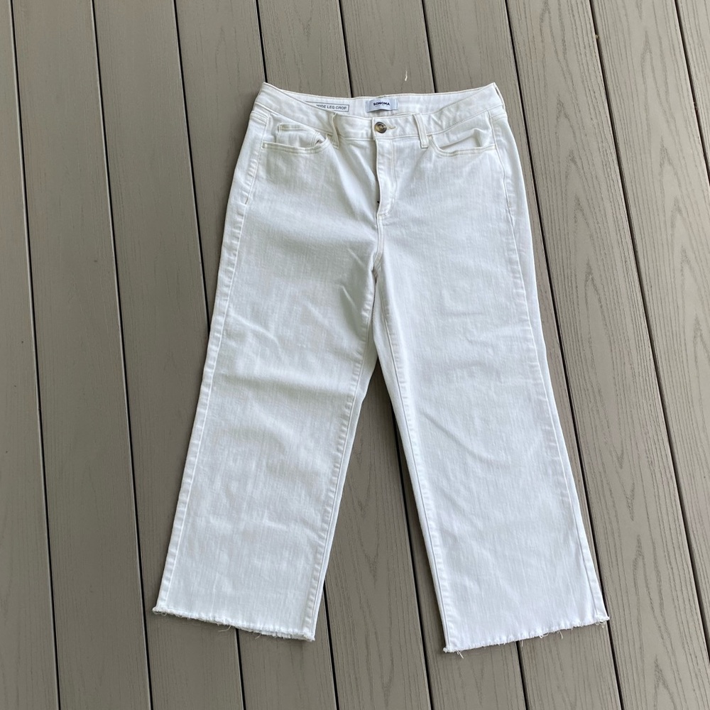 Sonoma White Wide Leg Cropped Jeans